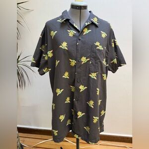 Vintage Star Wars The Child Grogu Yoda Cotton Blend Mandalorian Button up Shirt